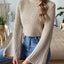 New autumn and winter flared sleeve semi high neck pullover sweater - Korvel
