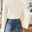 New autumn and winter flared sleeve semi high neck pullover sweater - Korvel