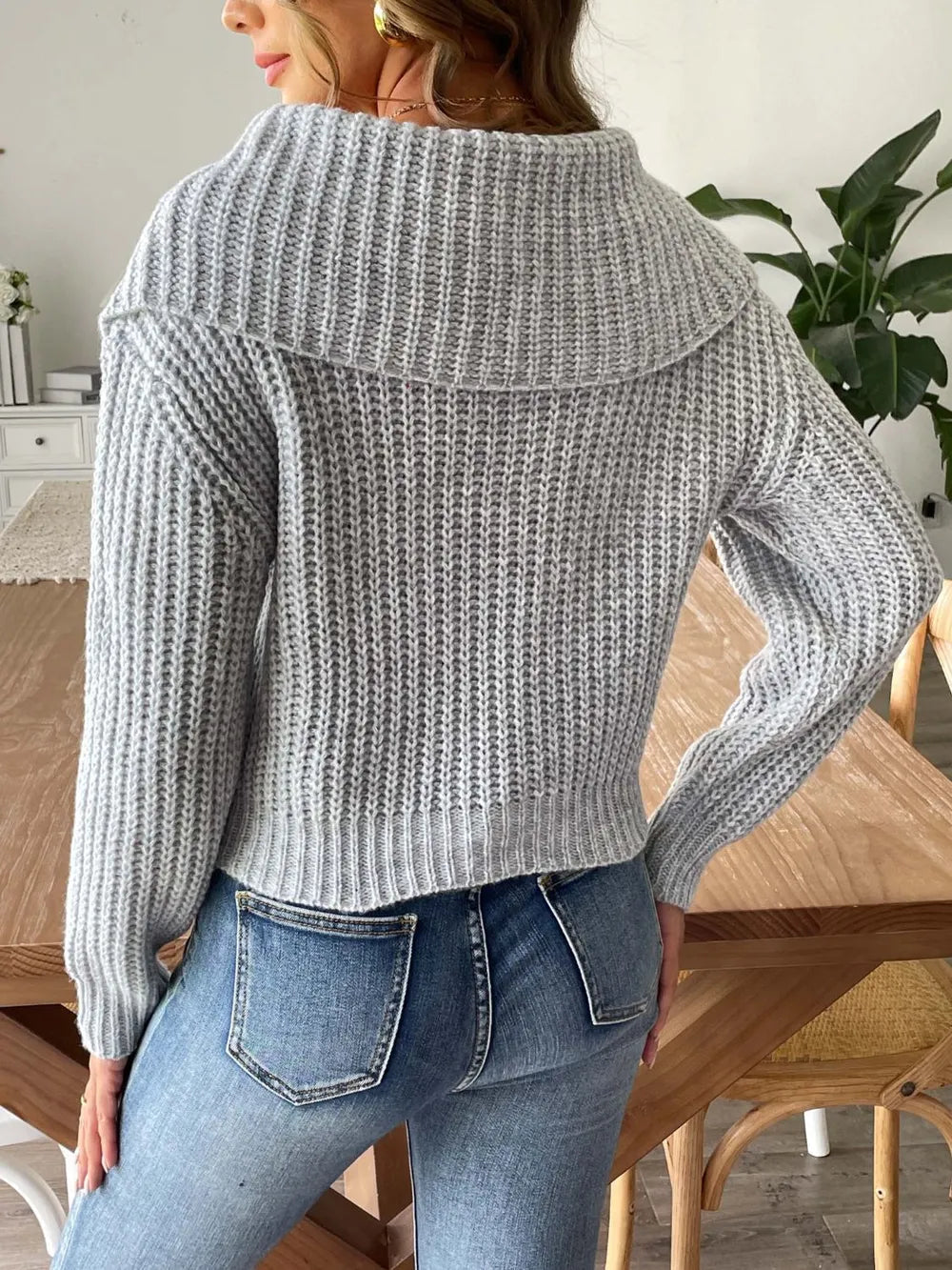 New autumn and winter large collar pullover sweater - Korvel