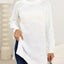 New autumn and winter thick sweater high neck simple slit dress - Korvel