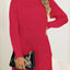New autumn and winter thick sweater high neck simple slit dress - Korvel