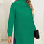 New autumn and winter thick sweater high neck simple slit dress - Korvel
