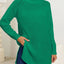 New autumn and winter thick sweater high neck simple slit dress - Korvel
