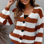 Chaqueta de Suéter Woven con Botones y Rayas Contrastantes