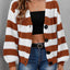 Chaqueta de Suéter Woven con Botones y Rayas Contrastantes