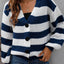 Chaqueta de Suéter Woven con Botones y Rayas Contrastantes