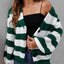 Chaqueta de Suéter Woven con Botones y Rayas Contrastantes
