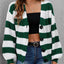 Chaqueta de Suéter Woven con Botones y Rayas Contrastantes