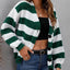 Chaqueta de Suéter Woven con Botones y Rayas Contrastantes