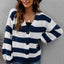 Chaqueta de Suéter Woven con Botones y Rayas Contrastantes