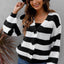 Chaqueta de Suéter Woven con Botones y Rayas Contrastantes