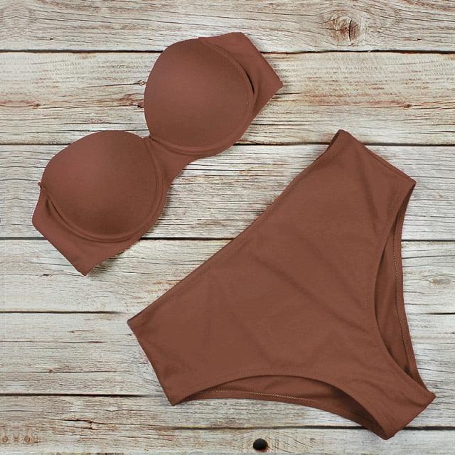Ensemble de Bikini Push-Up Premium pour Femmes - Maillot de Bain Taille Haute