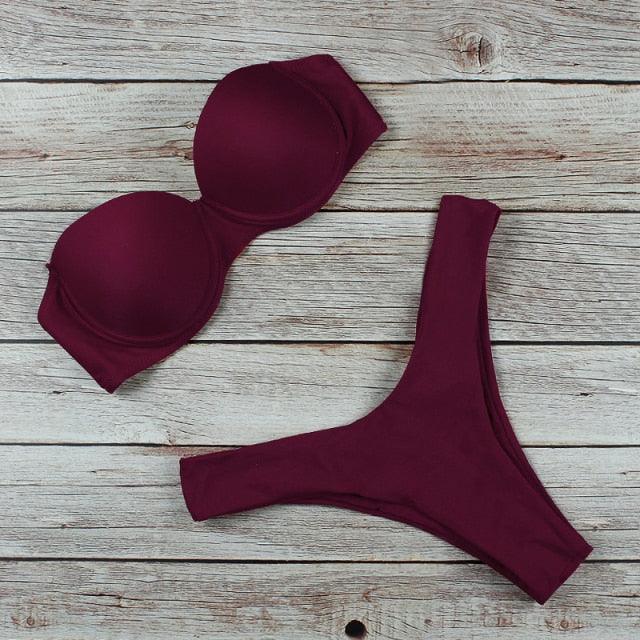 Ensemble de Bikini Push-Up Premium pour Femmes - Maillot de Bain Taille Haute