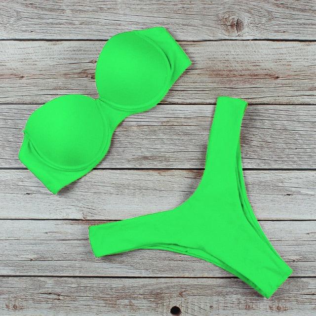 Ensemble de Bikini Push-Up Premium pour Femmes - Maillot de Bain Taille Haute