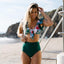 Ensemble de Bikini à Volants Floraux - Maillot de Bain Élégant Deux Pièces