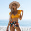 Ensemble de Bikini à Volants Floraux - Maillot de Bain Élégant Deux Pièces