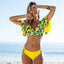 Ensemble de Bikini à Volants Floraux - Maillot de Bain Élégant Deux Pièces