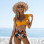 Ensemble de Bikini à Volants Floraux - Maillot de Bain Élégant Deux Pièces