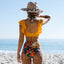 Ensemble de Bikini à Volants Floraux - Maillot de Bain Élégant Deux Pièces