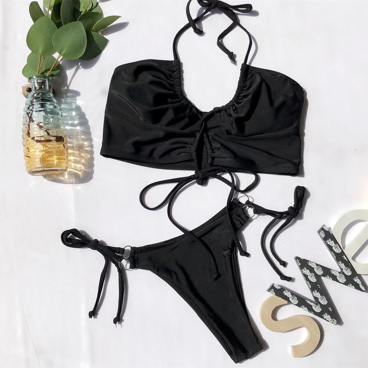 Elegant Solid Bikini Set for Women - Stylish Swimwear