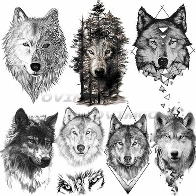 Black Wolf Forest Temporary Tattoos - Luxury Design for Men