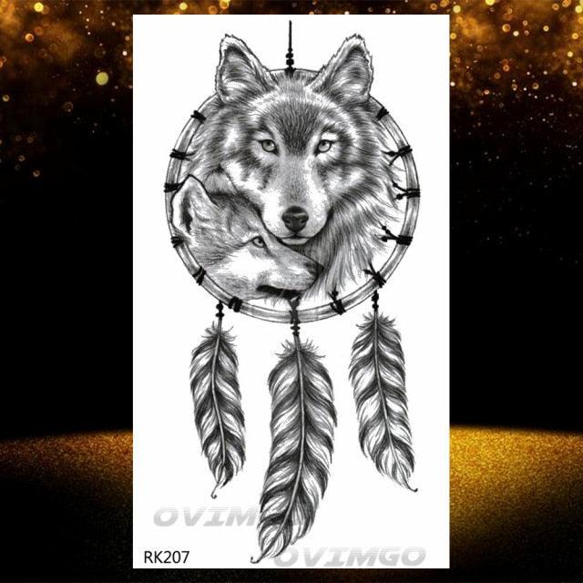 Tatouages Temporaires Forêt de Loup Noir - Design de Luxe pour Hommes