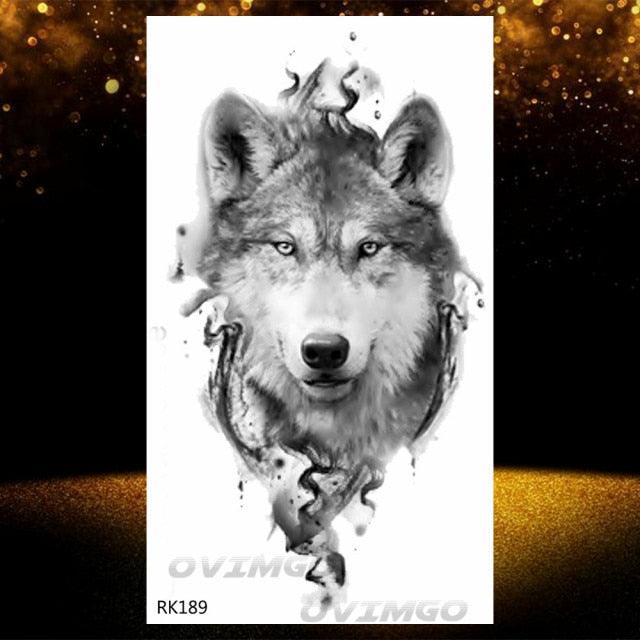 Tatouages Temporaires Forêt de Loup Noir - Design de Luxe pour Hommes