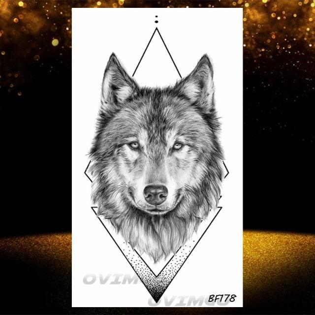 Tatouages Temporaires Forêt de Loup Noir - Design de Luxe pour Hommes