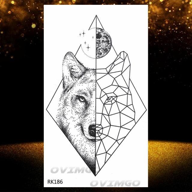 Tatouages Temporaires Forêt de Loup Noir - Design de Luxe pour Hommes