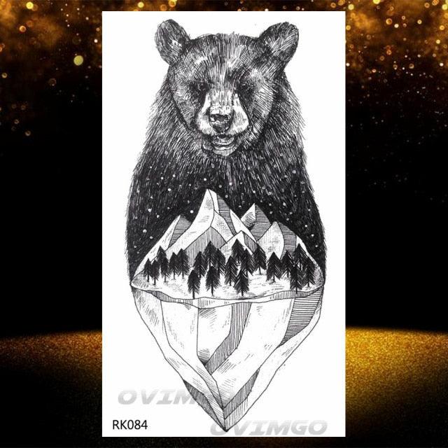 Tatouages Temporaires Forêt de Loup Noir - Design de Luxe pour Hommes