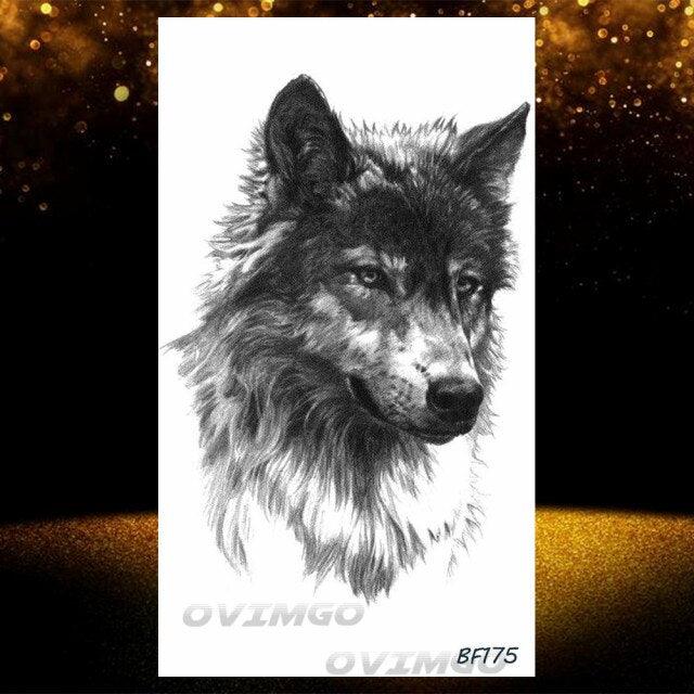 Tatouages Temporaires Forêt de Loup Noir - Design de Luxe pour Hommes
