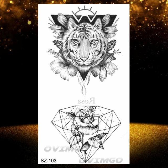 Tatouages Temporaires Forêt de Loup Noir - Design de Luxe pour Hommes