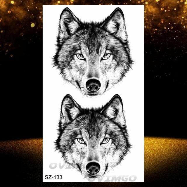 Tatouages Temporaires Forêt de Loup Noir - Design de Luxe pour Hommes