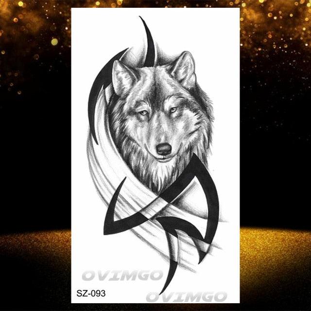 Tatouages Temporaires Forêt de Loup Noir - Design de Luxe pour Hommes