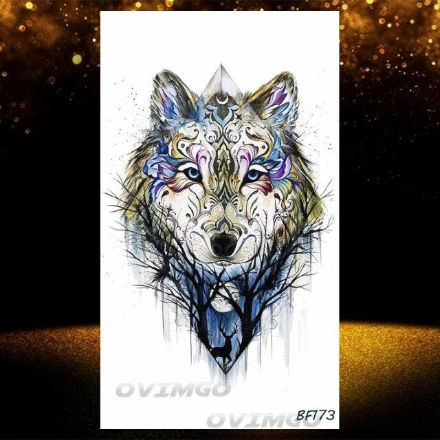 Tatouages Temporaires Forêt de Loup Noir - Design de Luxe pour Hommes