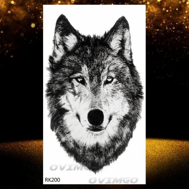 Tatouages Temporaires Forêt de Loup Noir - Design de Luxe pour Hommes