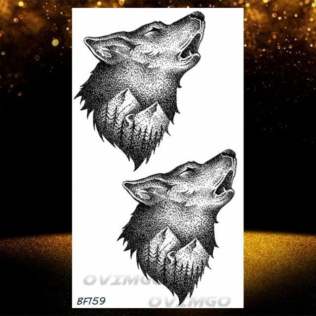 Tatouages Temporaires Forêt de Loup Noir - Design de Luxe pour Hommes