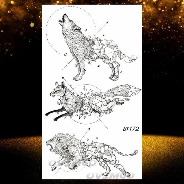 Tatouages Temporaires Forêt de Loup Noir - Design de Luxe pour Hommes