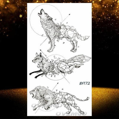 Black Wolf Forest Temporary Tattoos - Luxury Design for Men