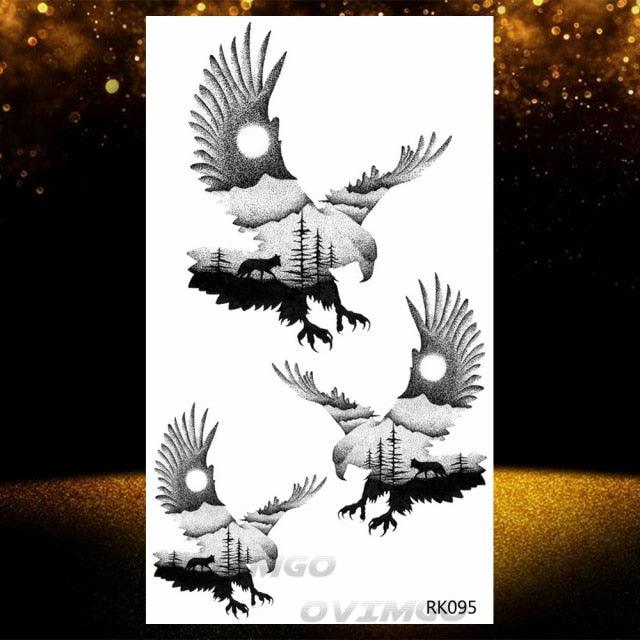 Tatouages Temporaires Forêt de Loup Noir - Design de Luxe pour Hommes