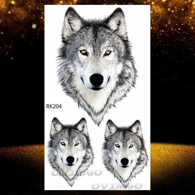 Tatouages Temporaires Forêt de Loup Noir - Design de Luxe pour Hommes