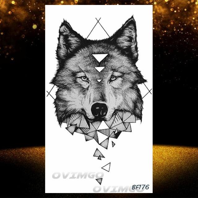 Tatouages Temporaires Forêt de Loup Noir - Design de Luxe pour Hommes