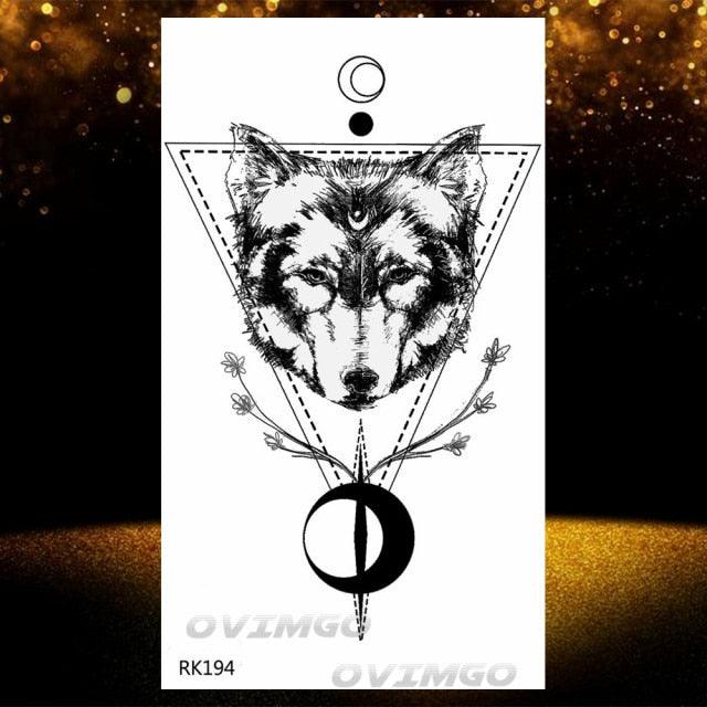 Tatouages Temporaires Forêt de Loup Noir - Design de Luxe pour Hommes