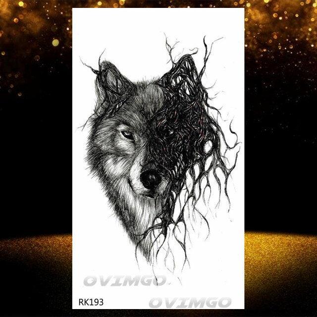 Tatouages Temporaires Forêt de Loup Noir - Design de Luxe pour Hommes