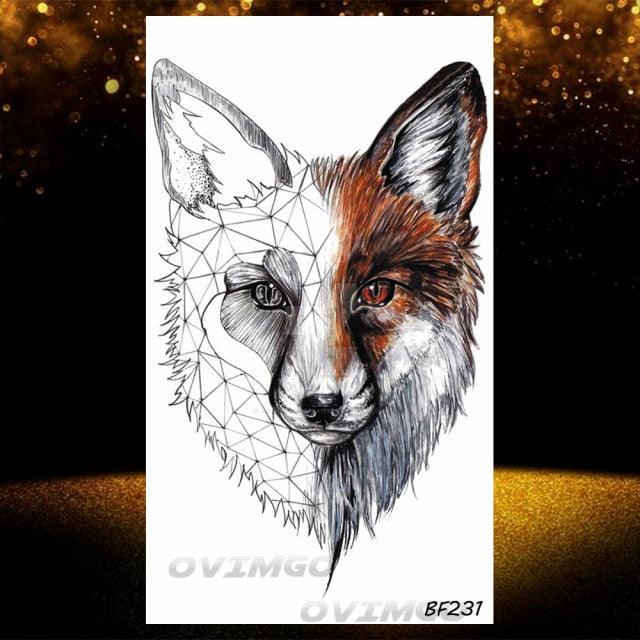 Tatouages Temporaires Forêt de Loup Noir - Design de Luxe pour Hommes