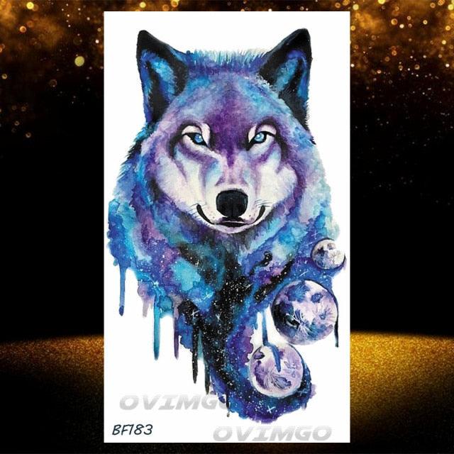 Tatouages Temporaires Forêt de Loup Noir - Design de Luxe pour Hommes