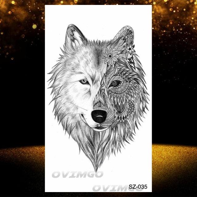 Tatouages Temporaires Forêt de Loup Noir - Design de Luxe pour Hommes