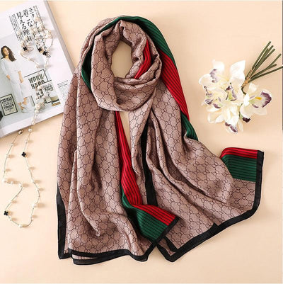 Luxury Long Silk Scarf for Women - Elegant Floral Print