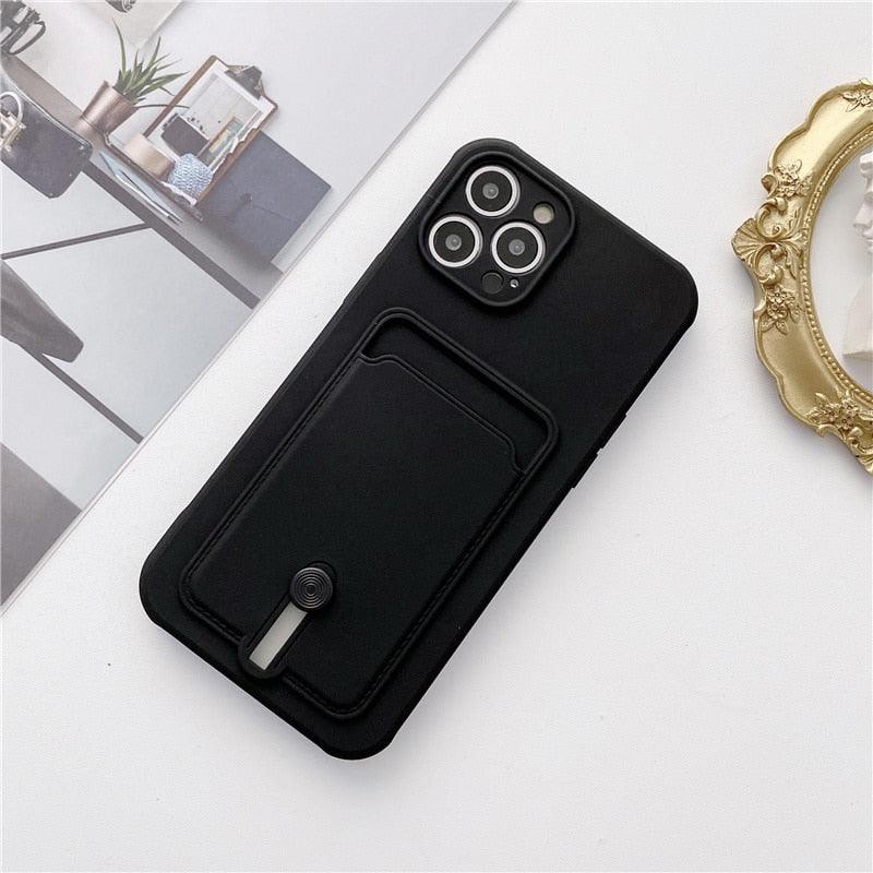 Candy Color Wallet Card Case for iPhone - Soft Silicone Protection