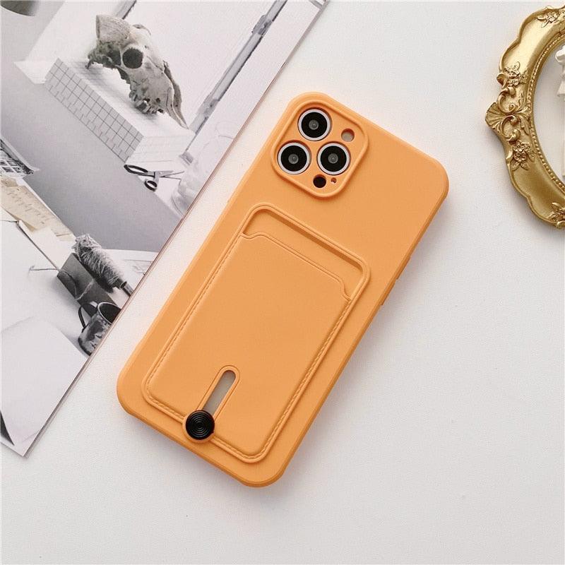 Candy Color Wallet Card Case for iPhone - Soft Silicone Protection